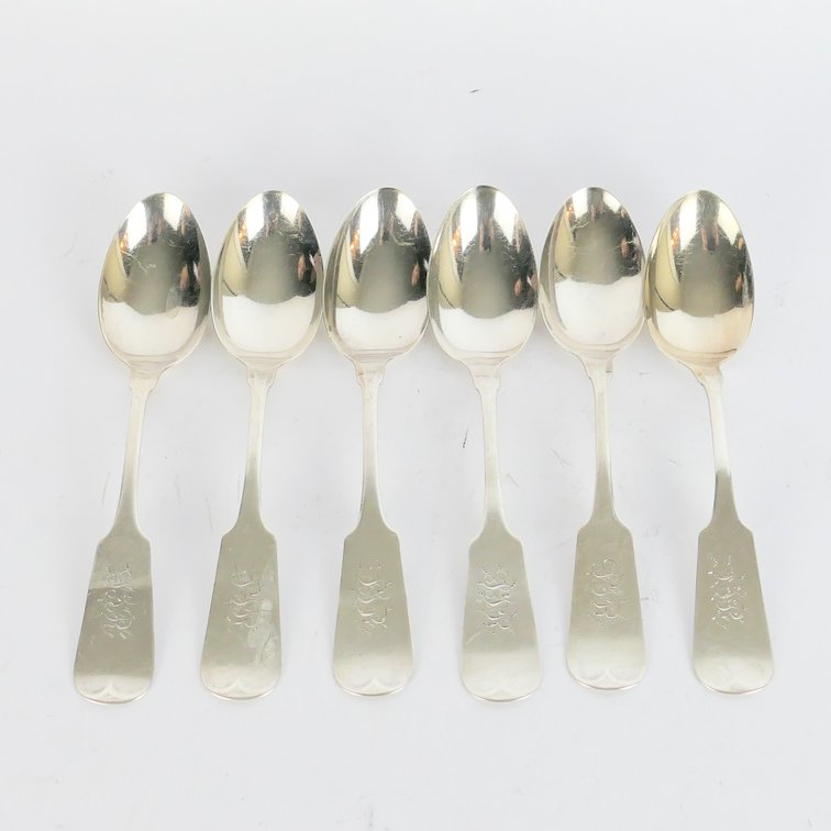 Six Sterling Silver Teaspoons with Monograms