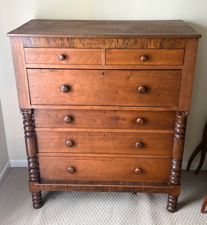 Circa 1840 Mixed Woods Cherry and Mahogany Chest