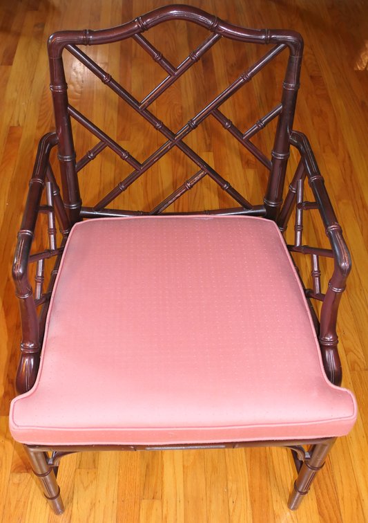 Chinese Chippendale Style Faux Bamboo Armchair