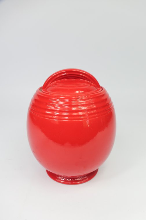 Hall's Chinese Red Five Band Cookie Jar
