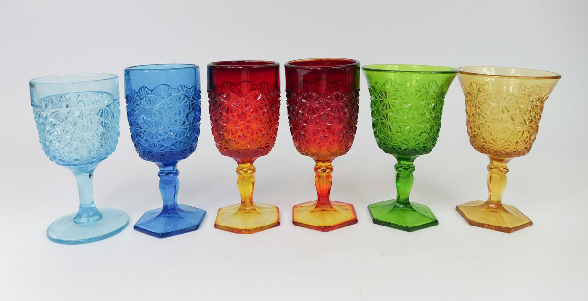 Six Colorful Water Goblets