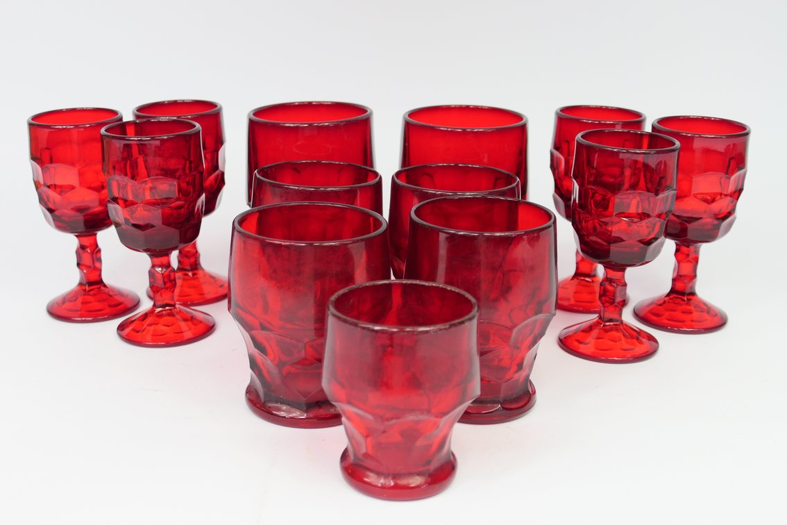 Ruby Red Viking Glass Drinking Glasses