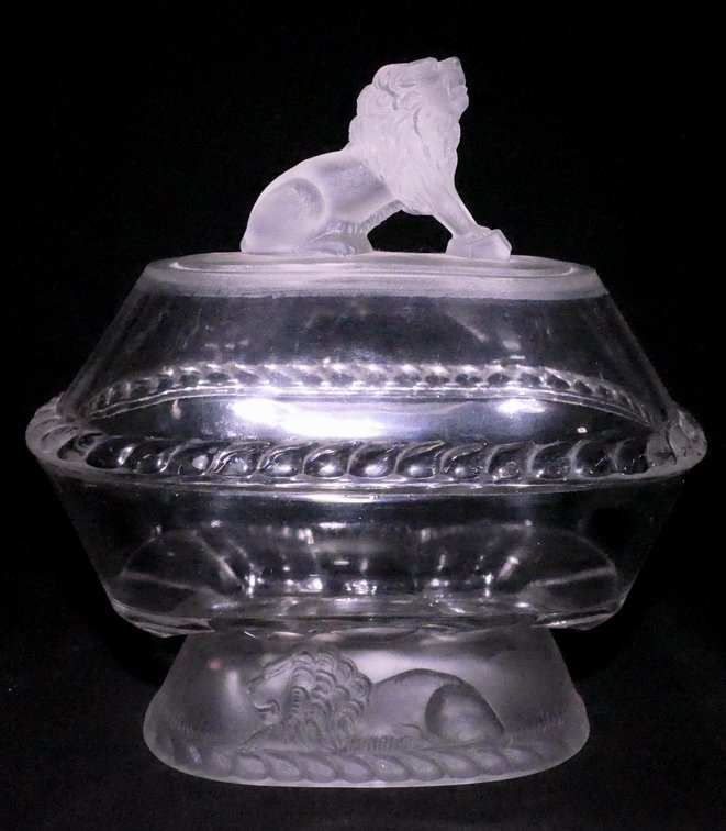 Gillinder & Son EAPG Frosted Lion Compote