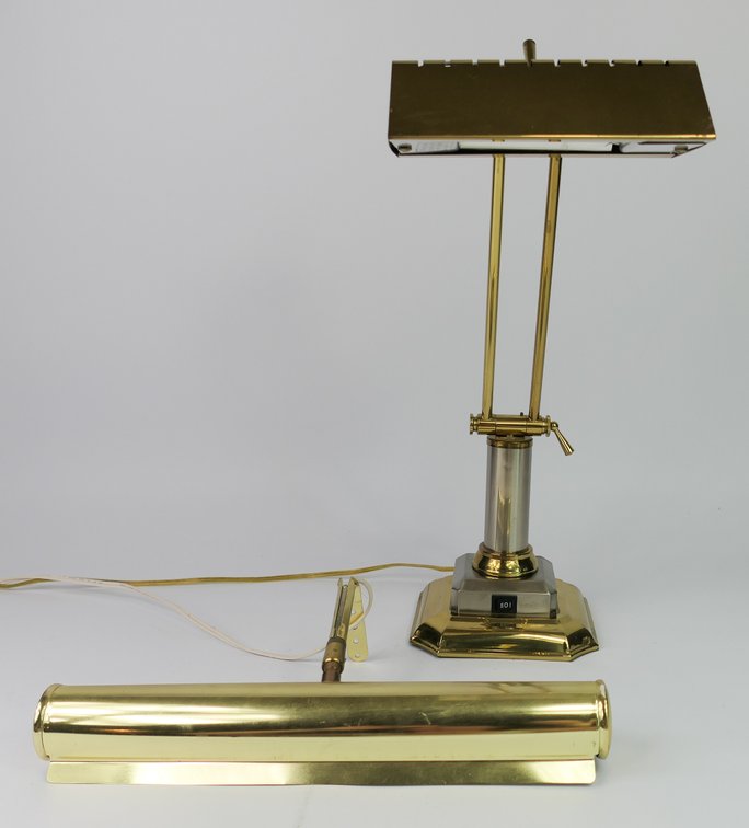 Brass and Metal Banker's Lamp
