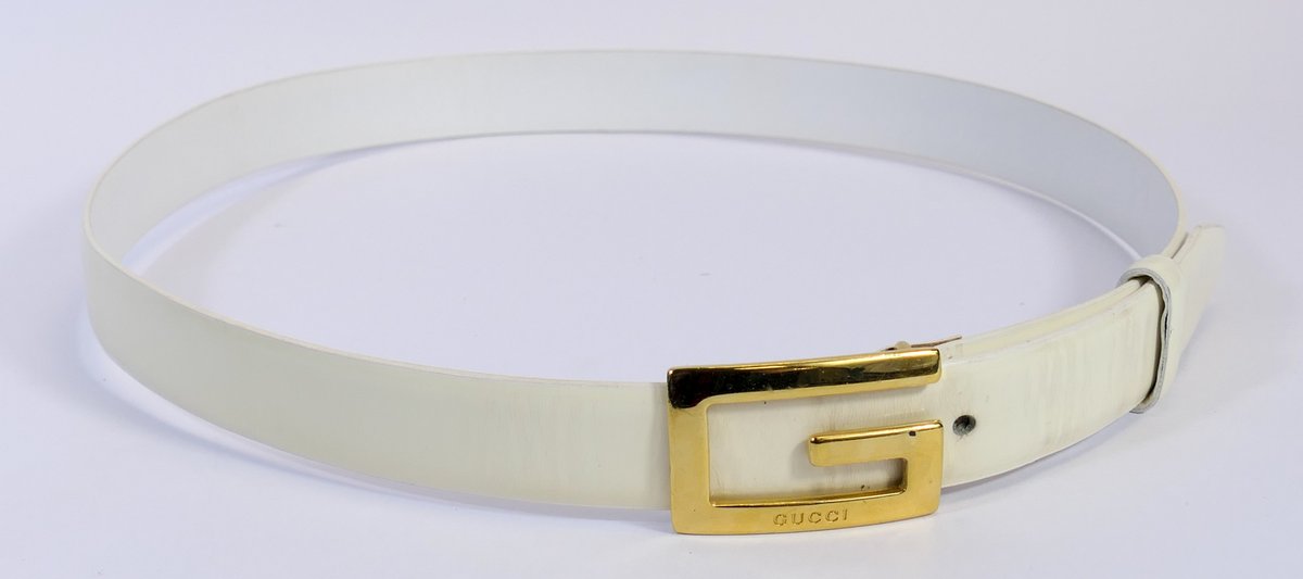 Gucci Skinny White Leather Belt