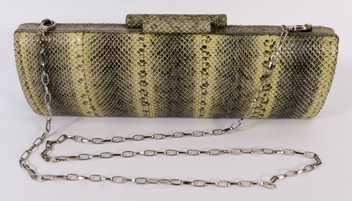 Marjorie Renner White Snakeskin Clutch