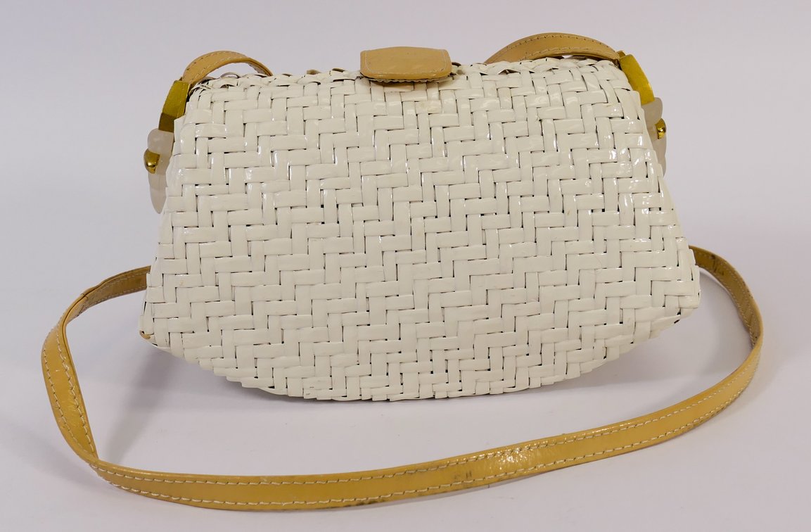 Rodo White Wicker Crossbody Bag