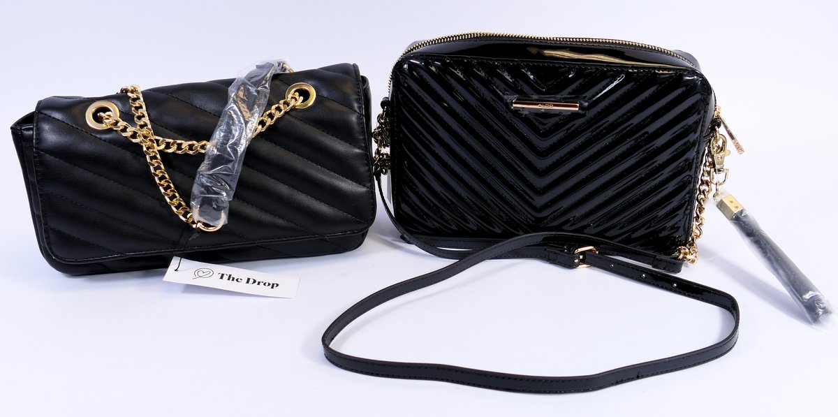 Two Black Faux Leather Handbags