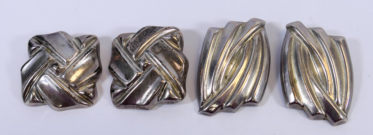 Two Sterling Silver Clip-On Earring Pairs