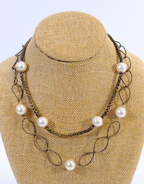Two Sterling and Faux Pearl Necklaces