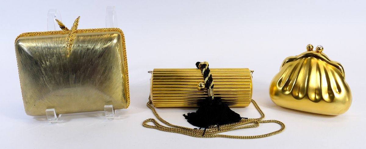 Three Gold Tone Clutches