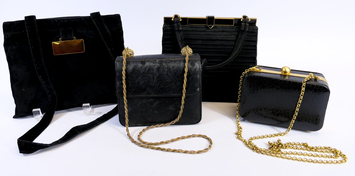 Four Black and Gold Tone Evening Bags