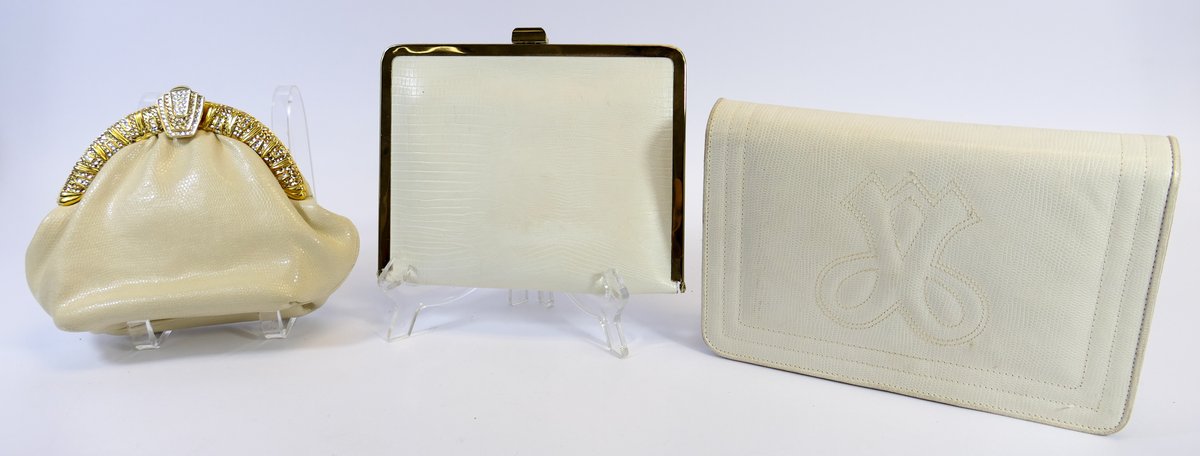Three Cream and Gold Tone Bags