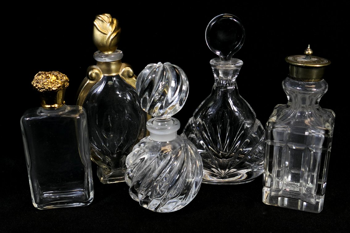 Five Glass Perfume Bottles
