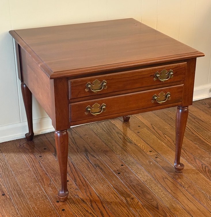 Solid Cherry Double Drawer Lamp Table