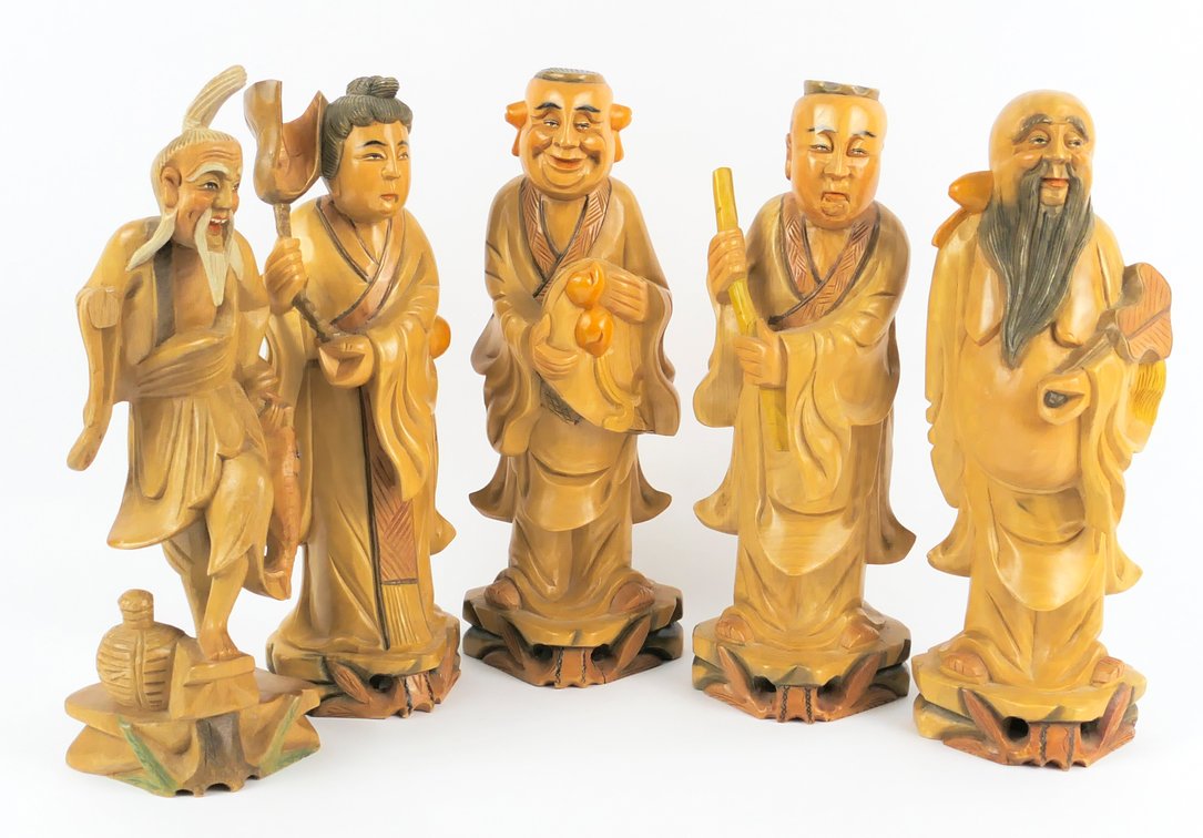 Five Chinese Carved Figures