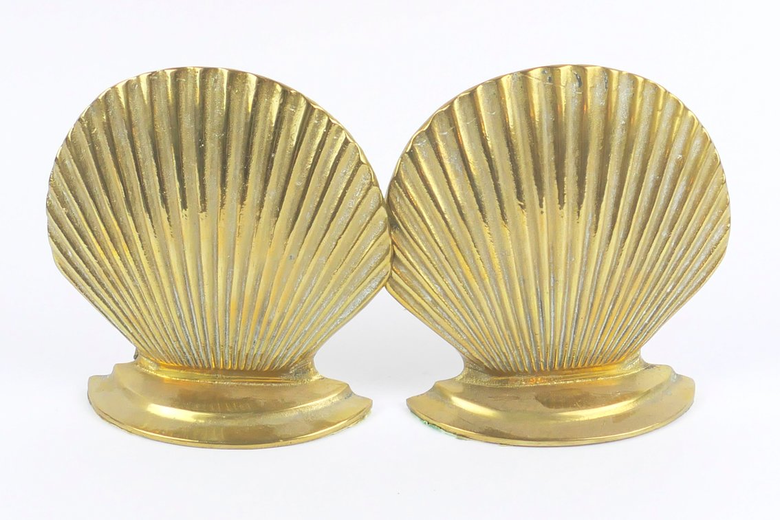 Leonard Solid Brass Shell Bookends