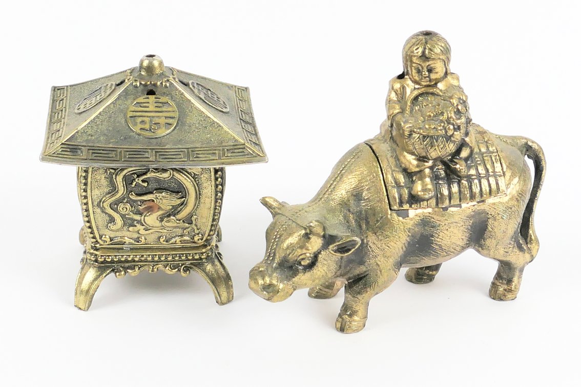 Pair of Metal Japanese Incense Burners