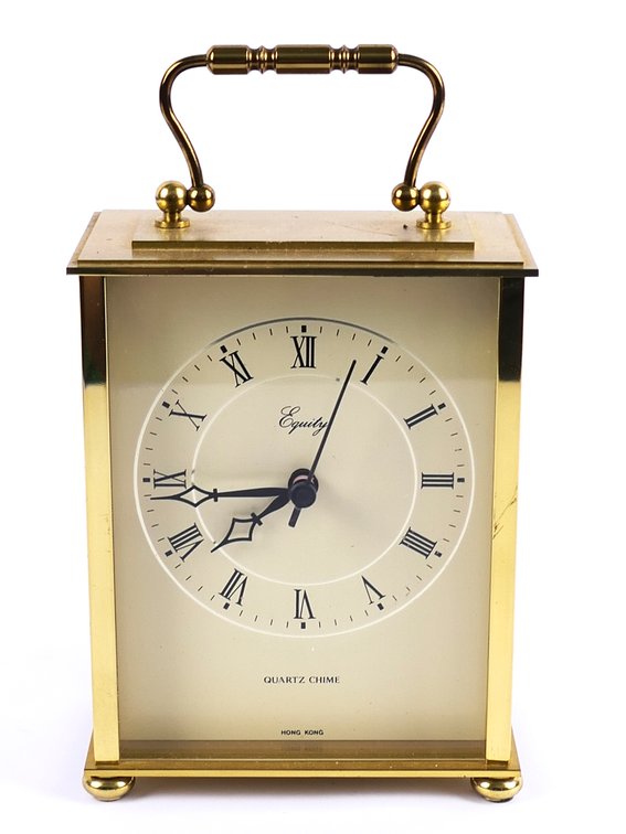 Equity Footed Brass Plated Carriage Style Clock