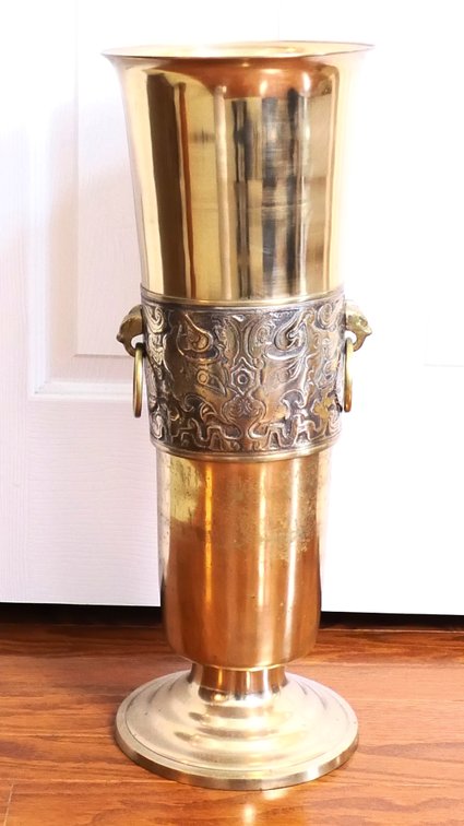 Brass Umbrella Stand with Ring Handles