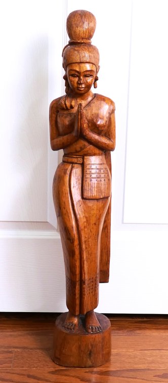 Wooden Southeast Asian Female Carved Figure
