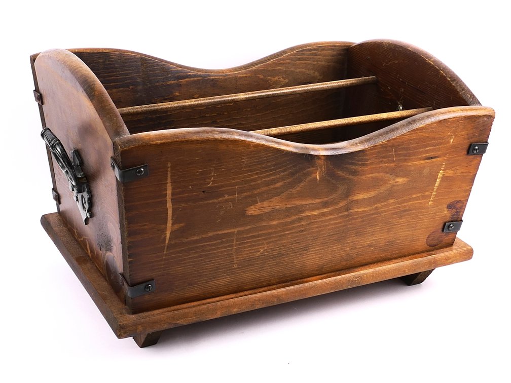 Wooden Cradle Shaped Magazine Rack