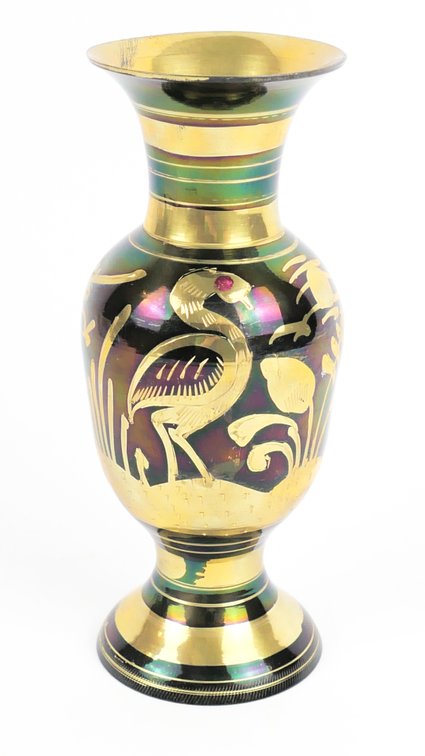 Brass Bud Vase with Iridescent Detail