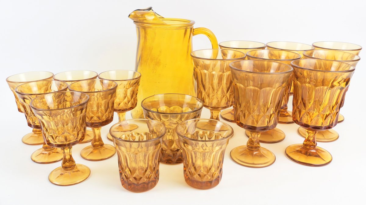 Noritake Amber Perspective Glassware and Pitcher Set