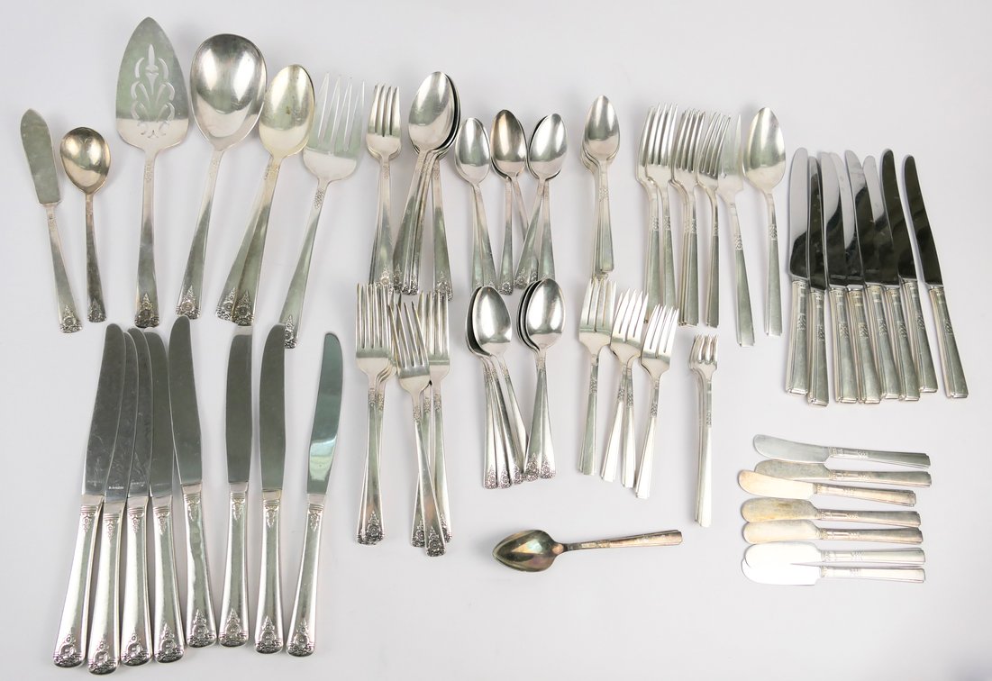Two Incomplete Sets of W.M. Rogers Oneida Silver-Plated Flatware in Rosalie and Bess II Patterns