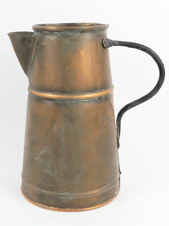 Decorative Copper Tone Metal Pitcher with Wrought Handle
