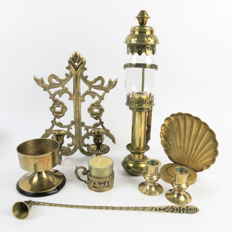 Variety of Brass Candle Holders and Sconces