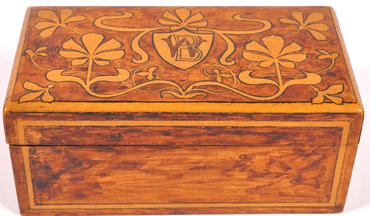 Antique Satinwood Jewelry Casket or Trinket Box