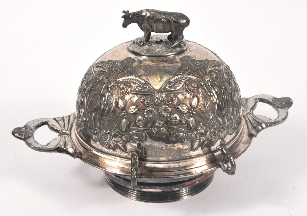 Antique Domed Silverplate Butter Dish