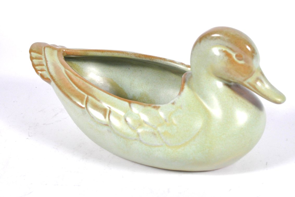 Frankoma Green Pottery Duck Planter