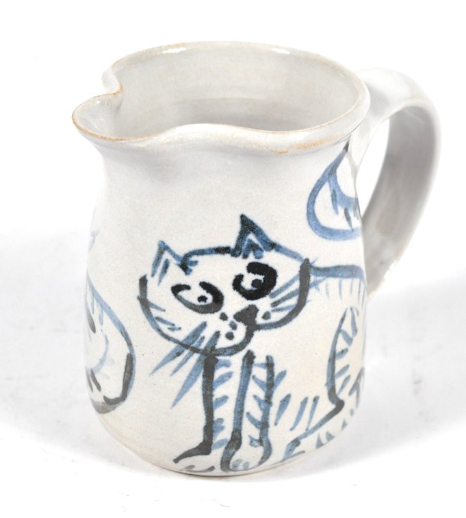 Pottery Cat Cream Pitcher