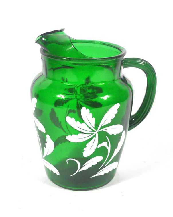Vintage Anchor Hocking Green Glass Pitcher