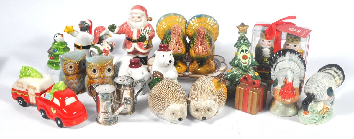 Eleven Sets of Holiday Salt and Pepper Shakers