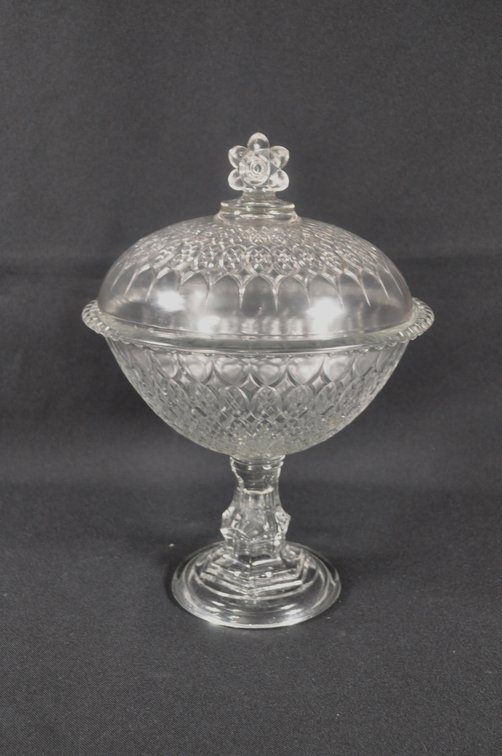 Vintage Pressed Glass Covered Compote