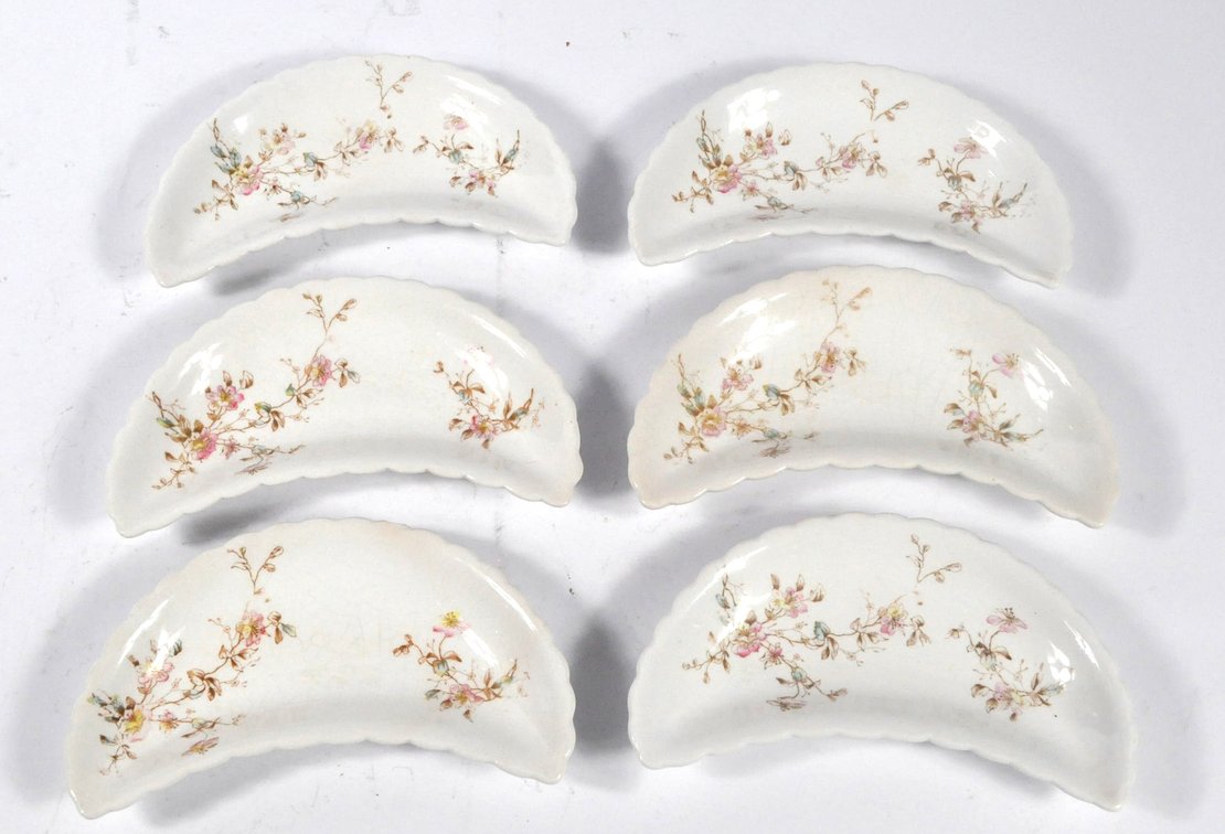Six Antique Crescent Shaped Bone Dishes