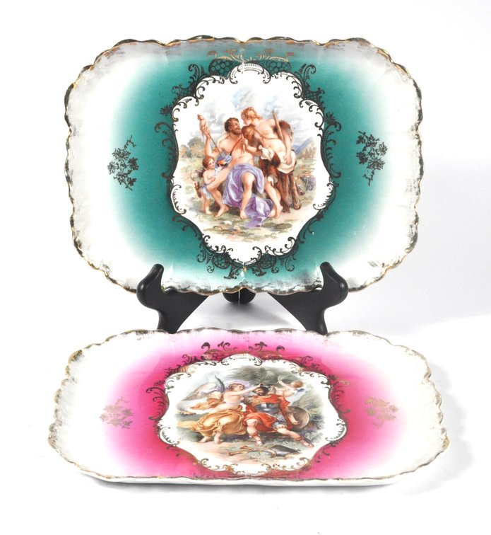 Two Antique Royal Bavaria China Serving Trays