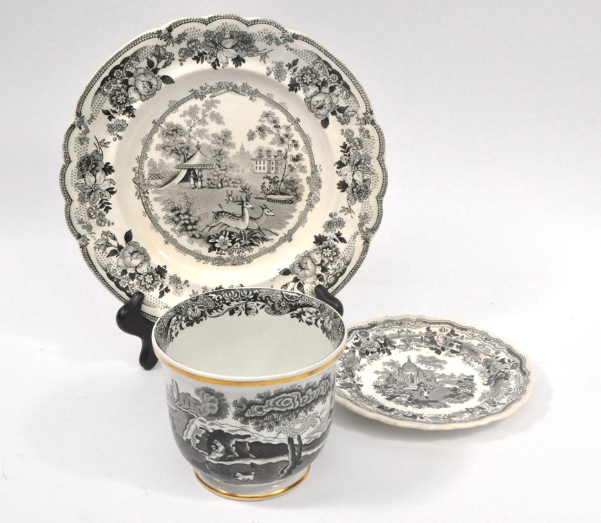 Four pieces of Antique Transferware
