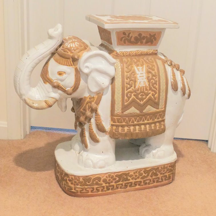 Glazed Ceramic Elephant Side Table or Garden Seat