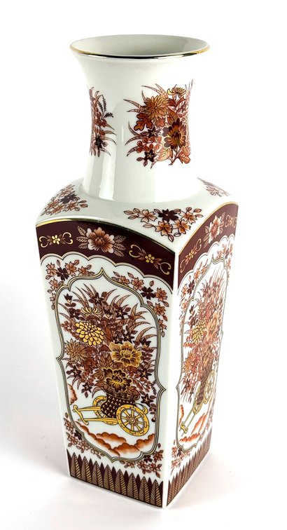 Red and Gold Tone Asian Inspired Decorative Vase