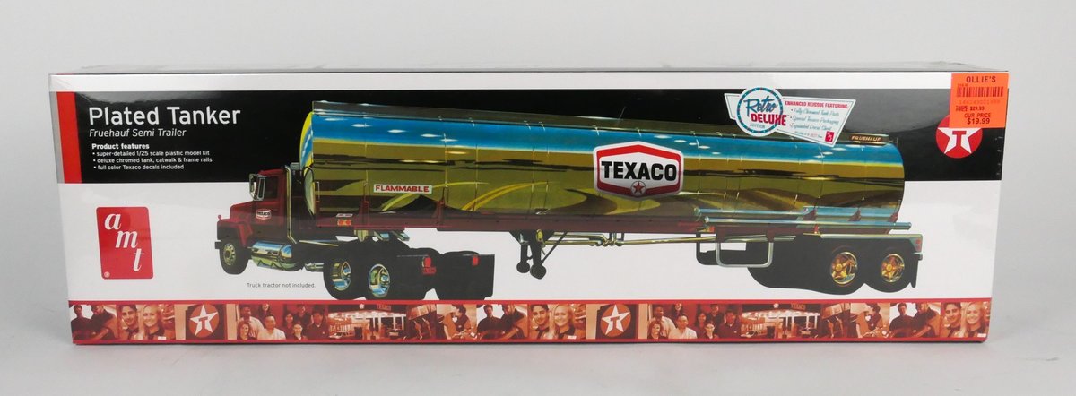 AMT Fruehauf Semi Trailer Chrome Plated Texaco Tanker Unassembled Plastic Model Kit