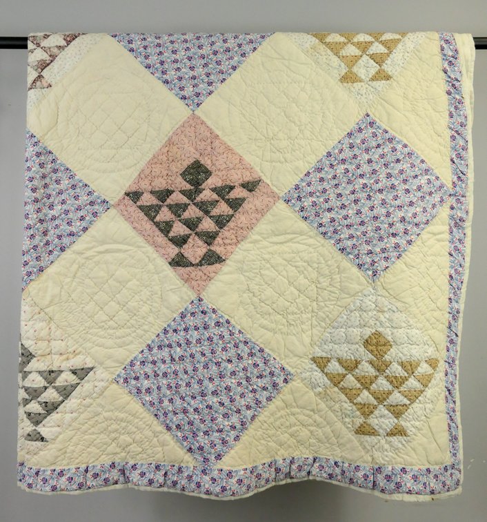 Hand Stitched Old Country Churn Dash Quilt
