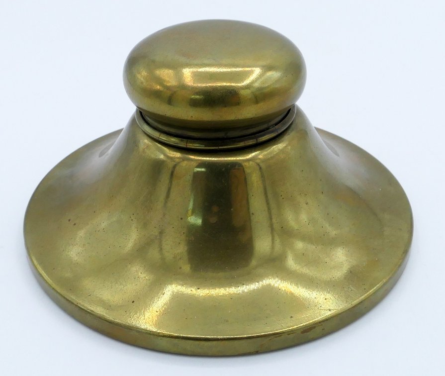 Round Brass Inkwell