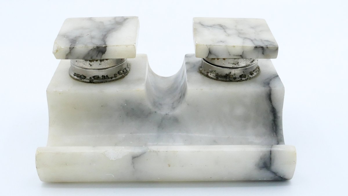 Marble Double Inkwell Desk Stand