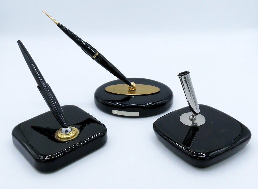 Three Desk Pen Holders and Pens