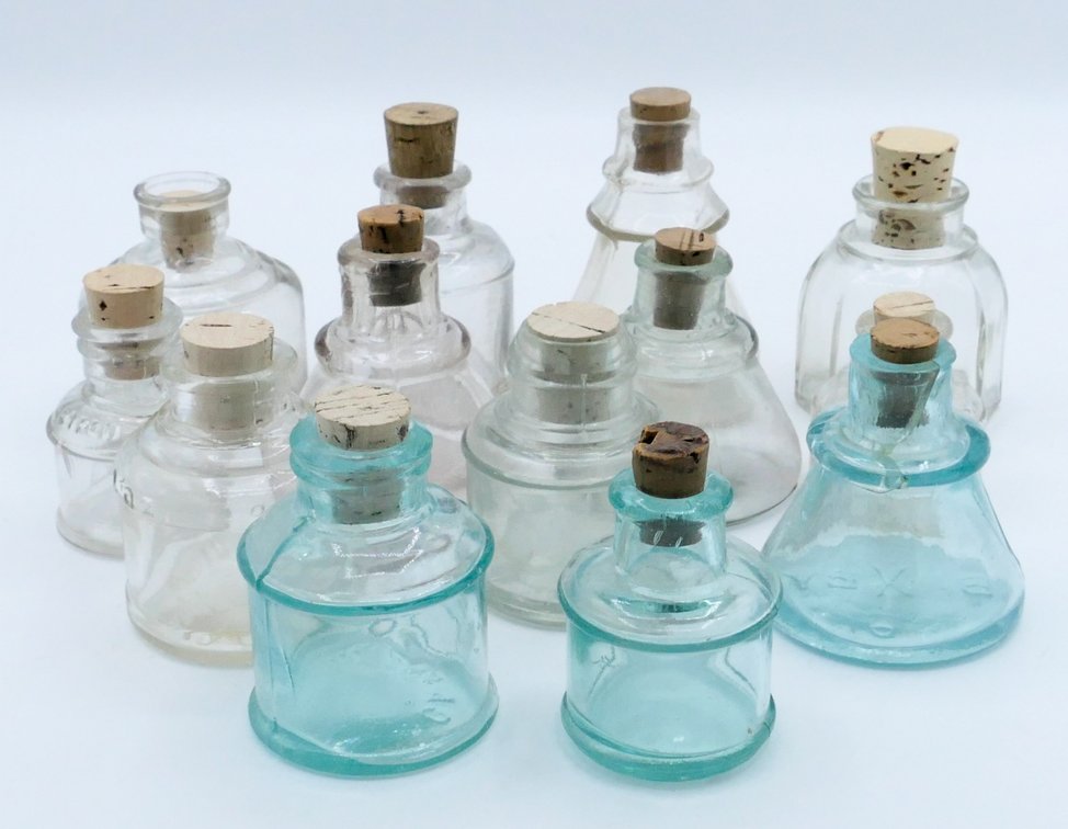 Thirteen Antique Ink Bottles