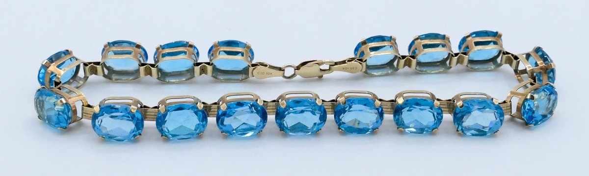 10K Gold and Blue Topaz Bracelet